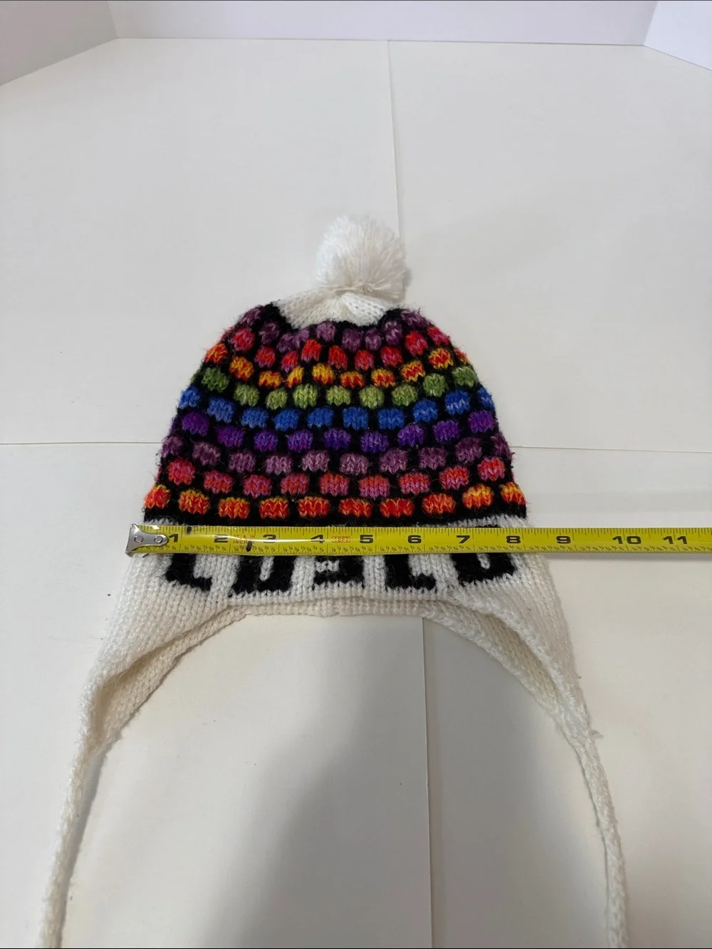 CUSCO Colorful Knit Earflap Beanie with Pom Poms
